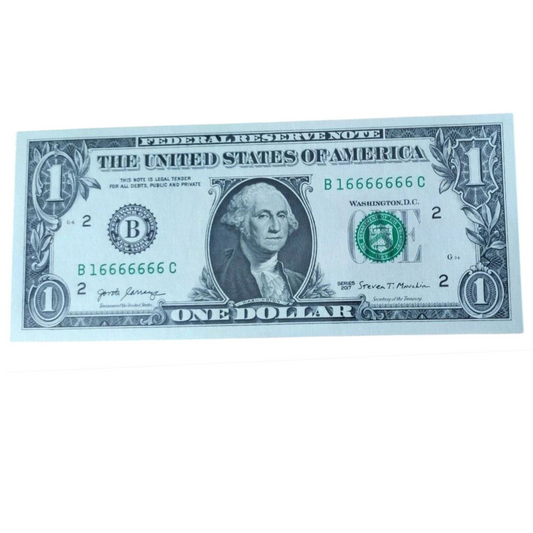 1 Dollar Bill 7 of a kind in a row "16666666"  UNCIRCULATED  