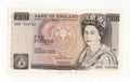 Front of a vintage Bank of England £10 banknote featuring Queen Elizabeth II and serial number 20B 044793