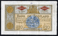 Front and back view of a 27th March 1958 Bank of Scotland £20 banknote, Pick 94f, serial 4/D 2551, featuring Queen Victoria portrait.