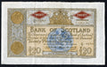 Front and back view of a 1958 Bank of Scotland £20 banknote, Pick 94f, signed by Bilsland and Watson, featuring the Queen Victoria portrait.