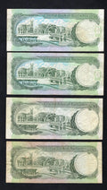 Four circulated Barbados 5 Dollar banknotes featuring Sir Frank Worrell. Set includes both Calvin Springer and Marion Williams signature varieties with different numeral sizes.1