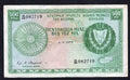Obverse of a 1979 Cyprus 500 Mils banknote, serial number M/49 082719, showing green and multicolor patterns.