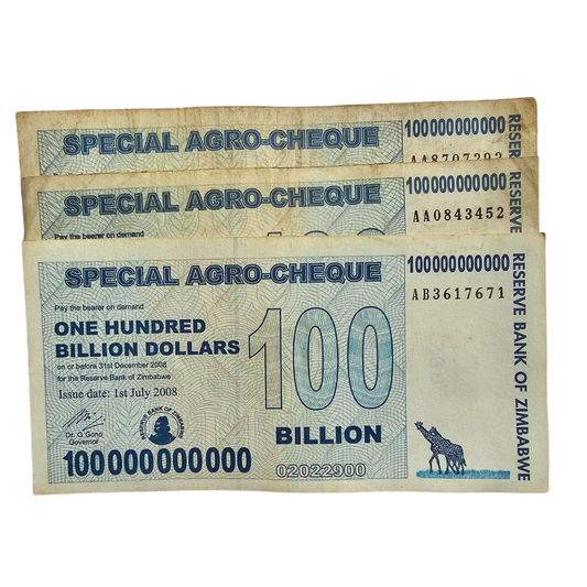 Zimbabwe 3x 100 Billion Dollars 2008 USED