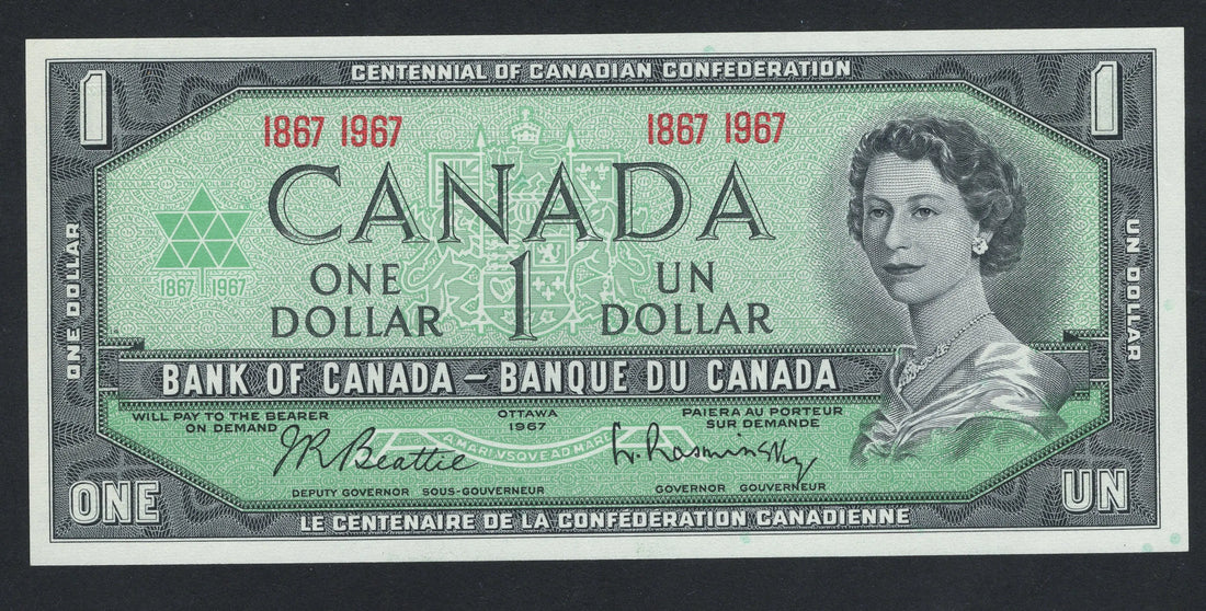 1967 Bank of Canada $1 One Dollar AUNC/F10 worldbanknote