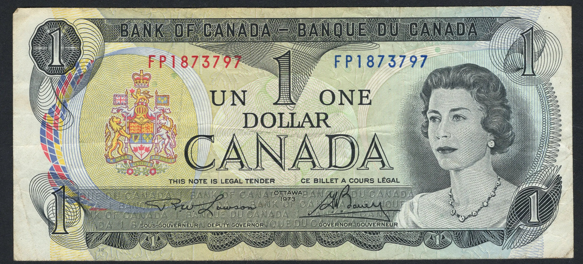 1973 CANADA OTTAWA $1 ONE DOLLAR BANKNOTE VF/F10 worldbanknote