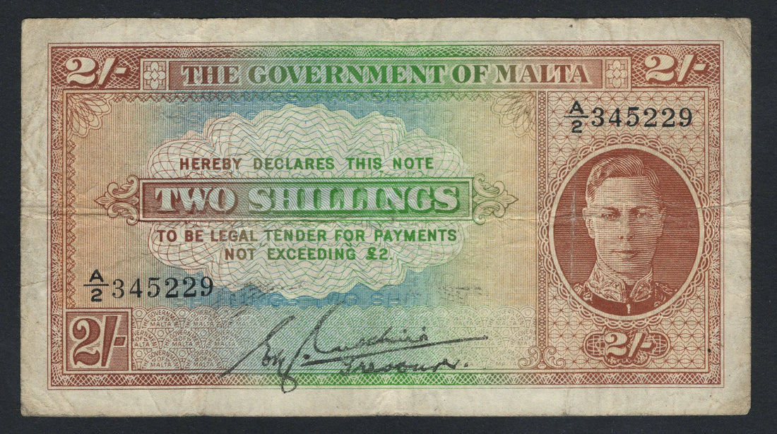 1942 Government of Malta, 2 Shillings