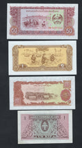 LAOS 4 NOTE SET 50,20,1,1  KIP 1965/1975 UNC/F10 worldbanknote