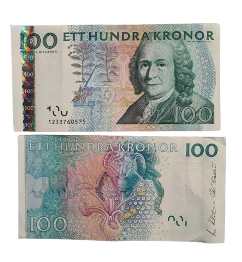 1xSwedish 100 kronor Almost Uncirculated (10 notes in consecutive serial number)