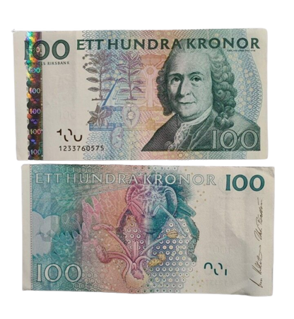 1xSwedish 100 kronor Almost Uncirculated (10 notes in consecutive serial number)