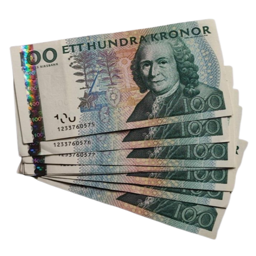 1xSwedish 100 kronor Almost Uncirculated (10 notes in consecutive serial number)
