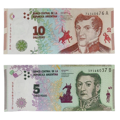 ARGENTINA 5 PESOS (2016) 10 PESOS (2017)  UNC