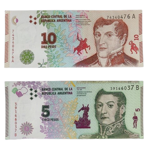 ARGENTINA 5 PESOS (2016) 10 PESOS (2017)  UNC