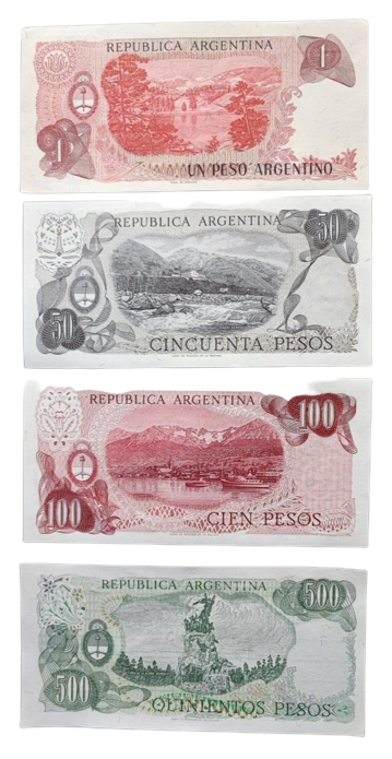 Argentina set 7 pcs 1+50+100+500+1000+5000+10000 psos Pick 303-315 AUNC