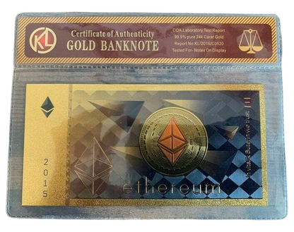 1 pc Ethereum Classic ETH Gold Banknotes Cards With COA Bag Souvenir