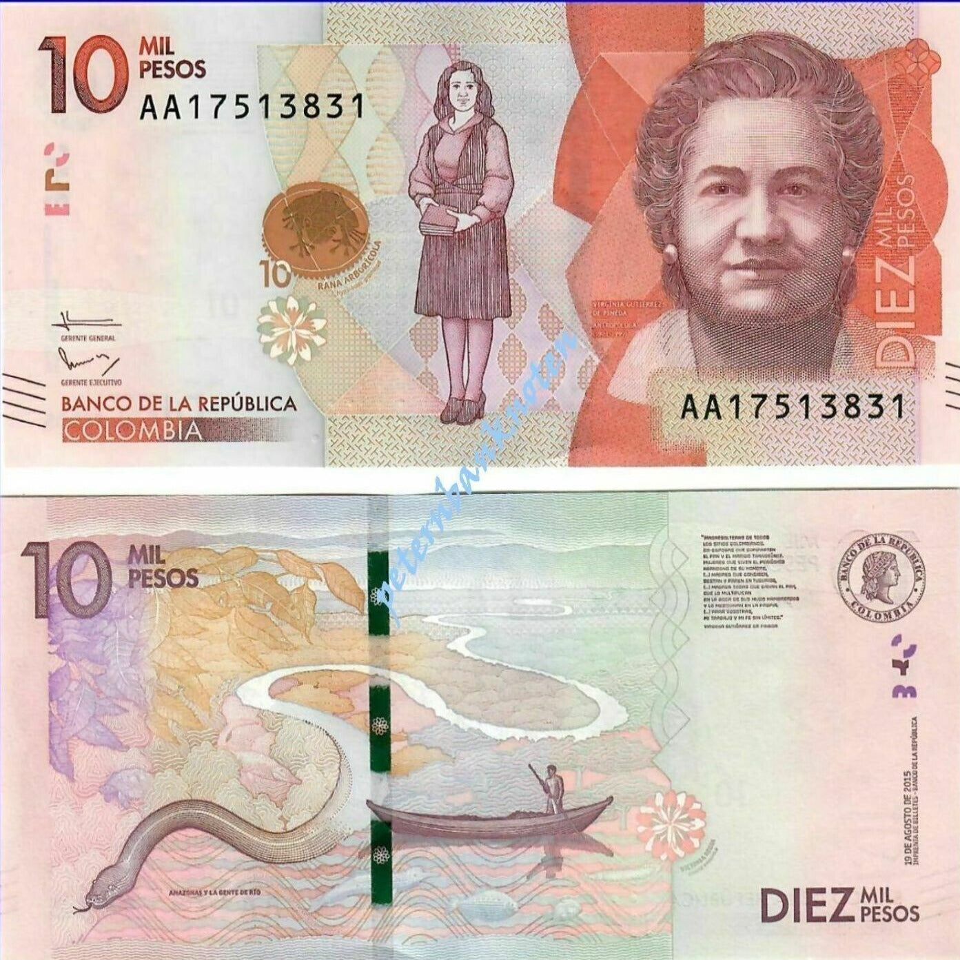 Colombia 10000 10,000 Pesos  UNC, P-460a, Prefix AD