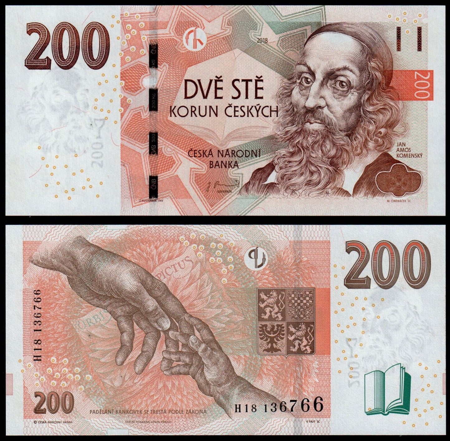 CZECH REPUBLIC 200 KORUN  UNC 2018