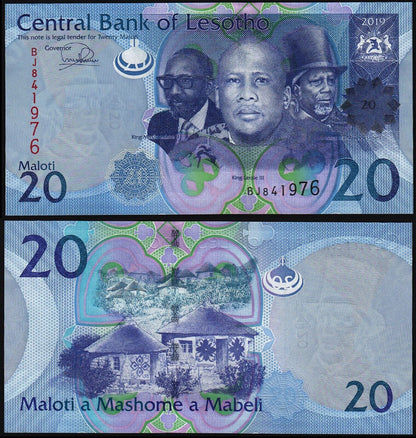 LESOTHO 20 MALOTI  2019 UNC