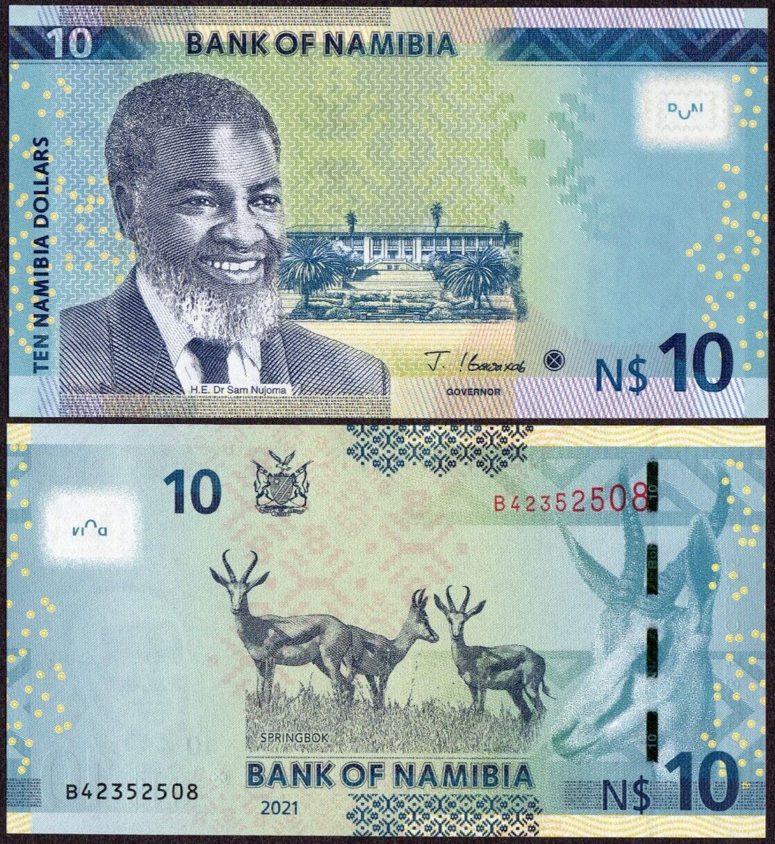 NAMIBIA 10 DOLLARS 2021 UNC