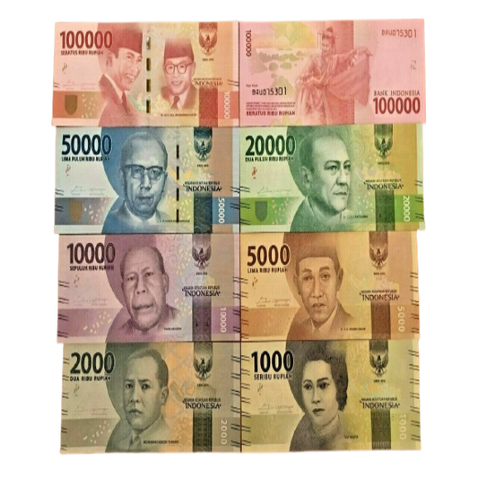 INDONESIA Set of 7 notes: 1000 2000 5000 10000 20000 50000 100000 UNC