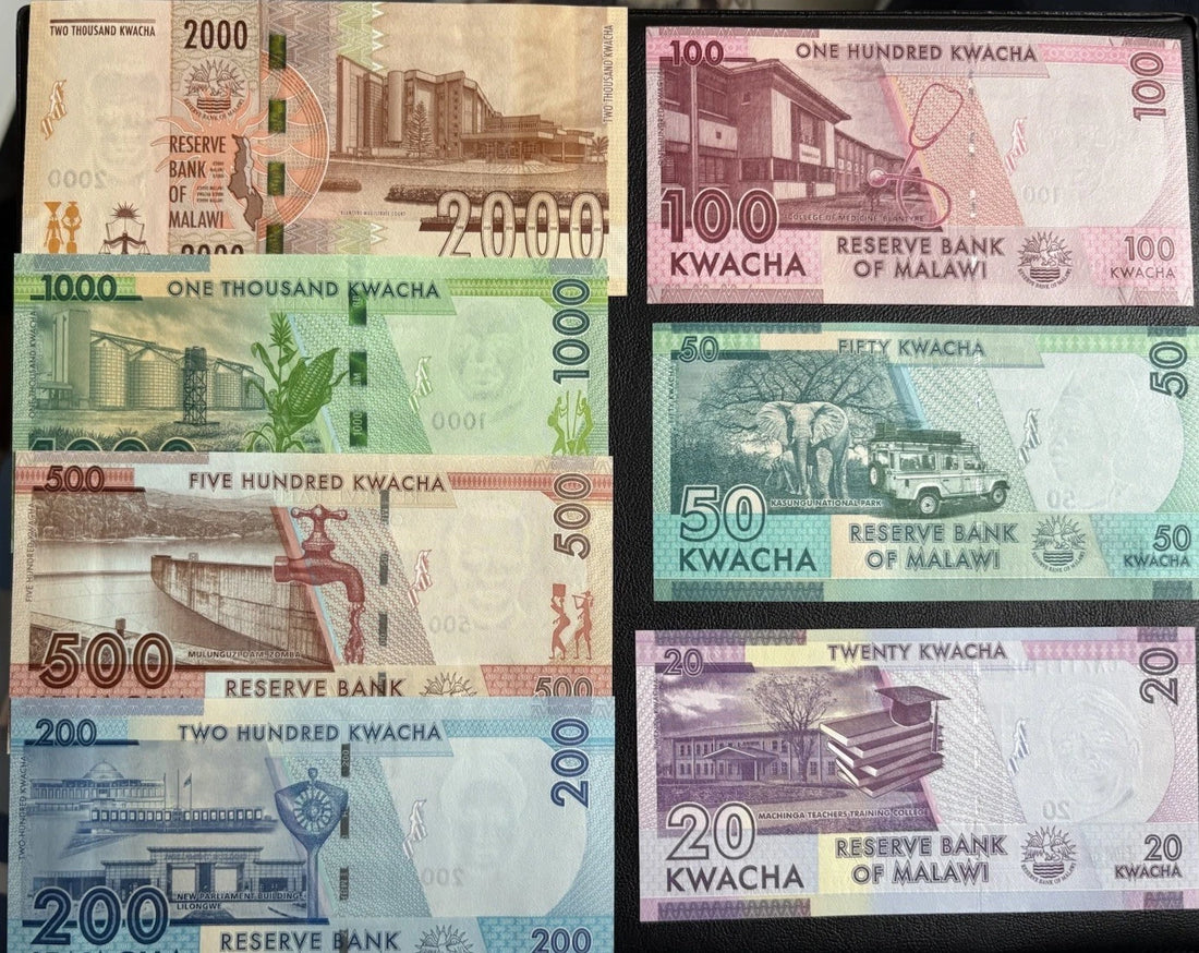 Malawi set 8 pcs 20+50+100+200+500+1000+2000+5000 kwacha  UNC random year