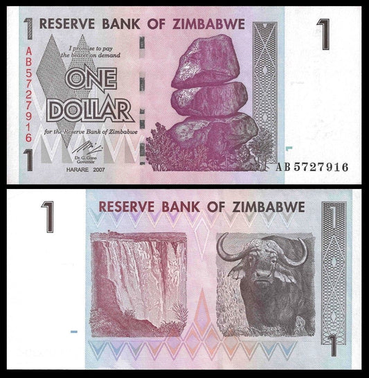 Zimbabwe 1 Dollar, 2007, P-65, UNC