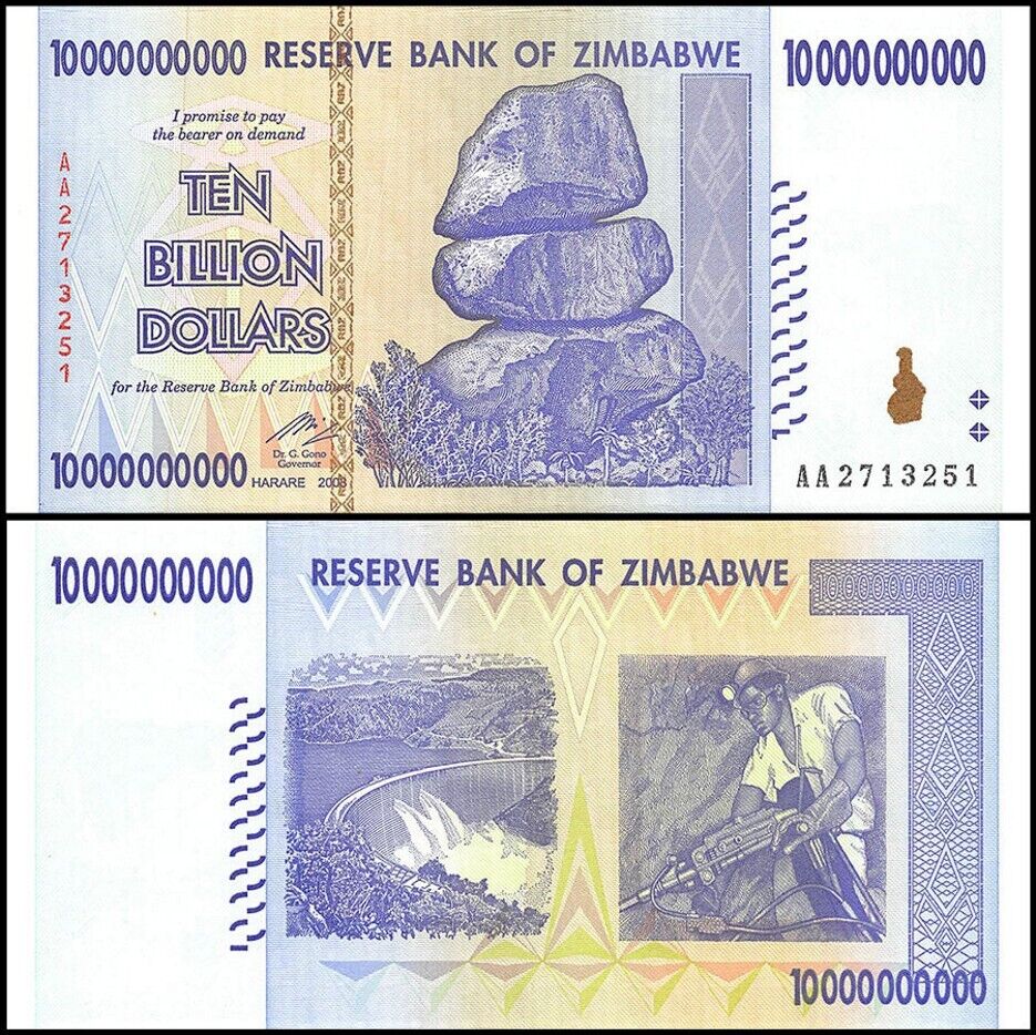 Zimbabwe  Billions set Dollars Banknotes 2008 UNC