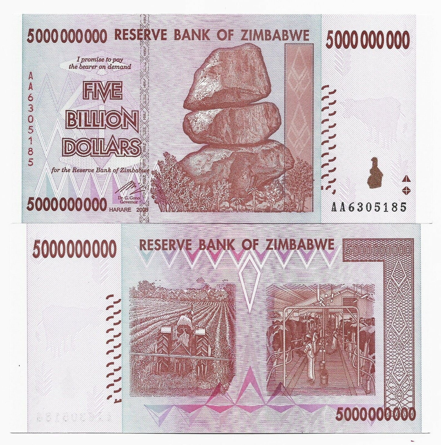 Zimbabwe  Billions set Dollars Banknotes 2008 UNC