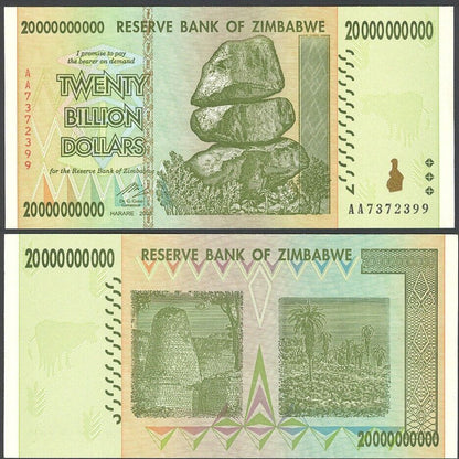 Zimbabwe  Billions set Dollars Banknotes 2008 UNC