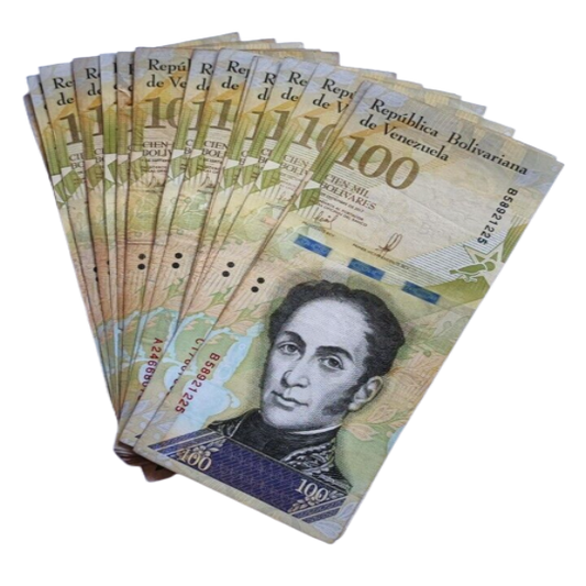 Lot Of 10 Venezuela Banknotes. 100 000 Bolivares. 2017 .In Used Condition