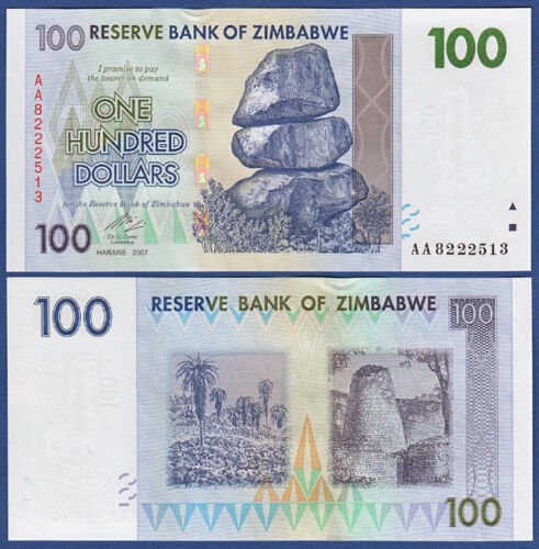 Zimbabwe 100 Dollar, 2007 UNC
