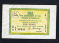 Actual photo of a 1919 Straits Settlements 10 Cents banknote, Pick 8b, signed by A. Saunders, featuring Singapore emergency currency design, circulated condition
