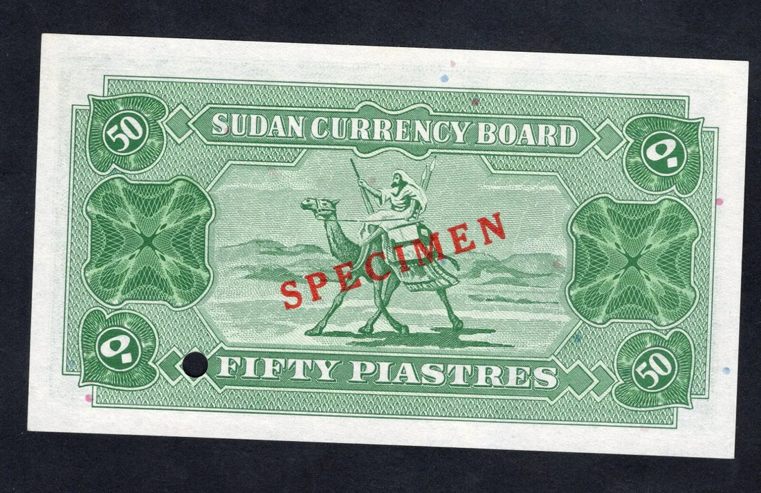 Sudan Currency Board 1956 Issue 50 Piastres Specimen.Pick 2asA/A000000 UNC/r9d