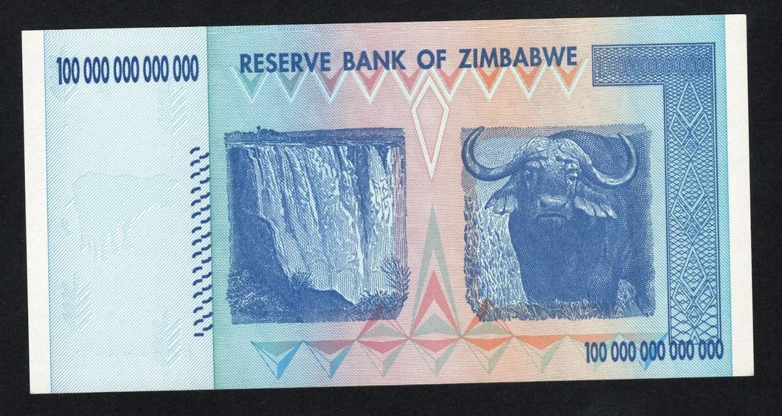 Zimbabwe 100 Trillion Dollar banknote. Genuine, AUNC AA Serial Number UV checked