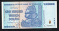 Authentic 2008 Zimbabwe 100 Trillion Dollar banknote, serial number AA 0170817, featuring Balancing Rocks and Victoria Falls.