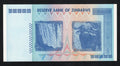 Reverse of the 100 Trillion Zimbabwe note showing Victoria Falls and a Cape Buffalo.