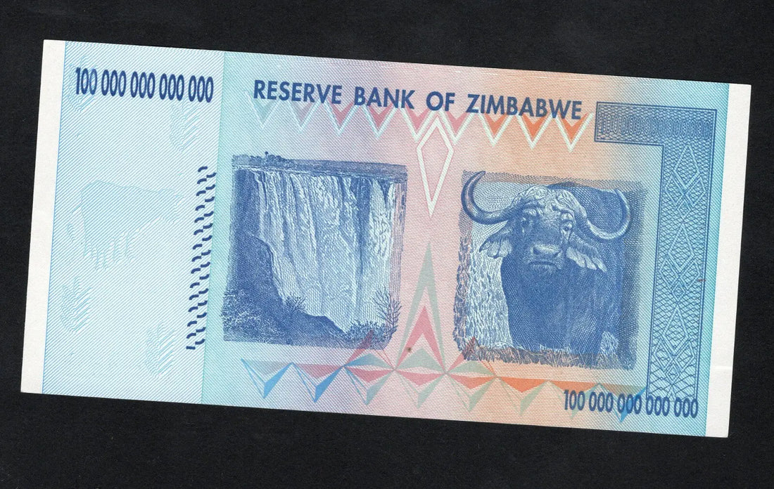 Zimbabwe 100 Trillion Dollar banknote. Genuine, AUNC AA Serial Number UV checked