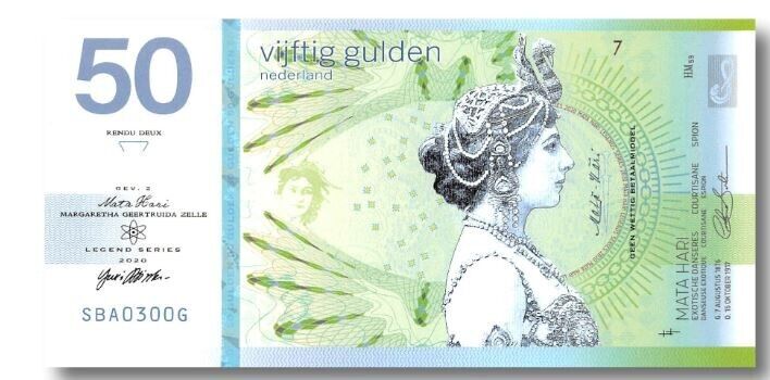 Mujand 50 Gulden Netherlands Mata Hari polymer Private Issue Fantasy