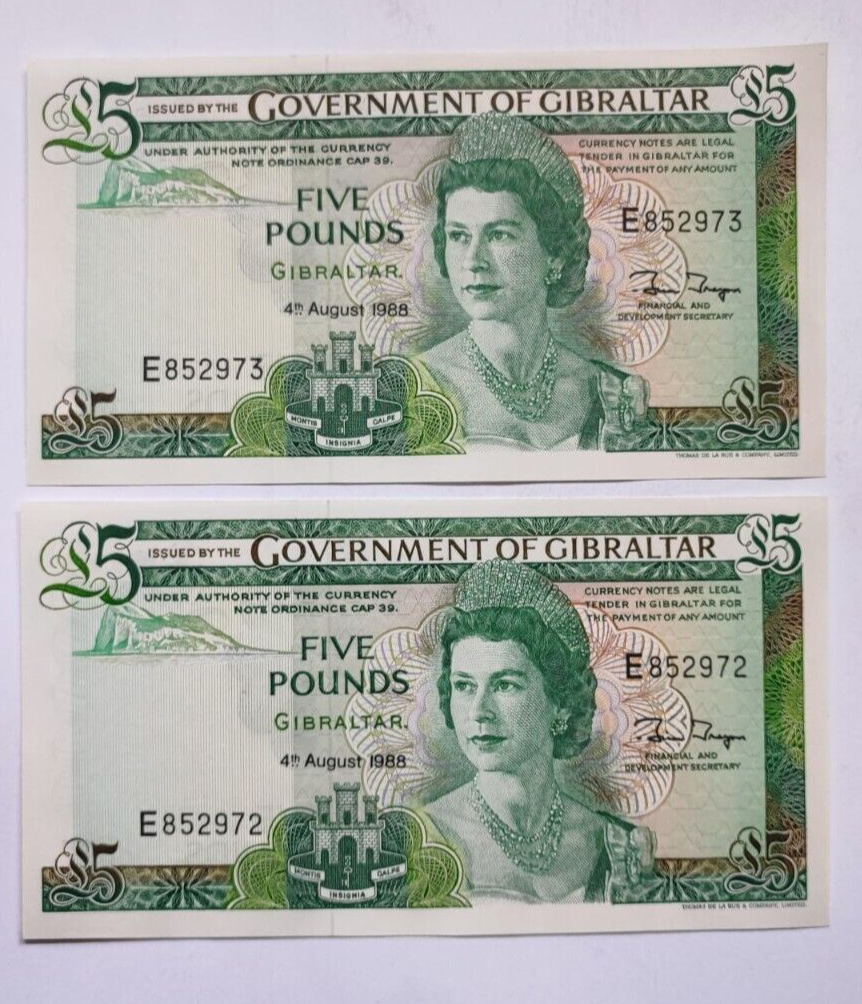 1xGIBRALTAR 5 POUNDS (P21b) 1988 UNC PRICE PER NOTE!