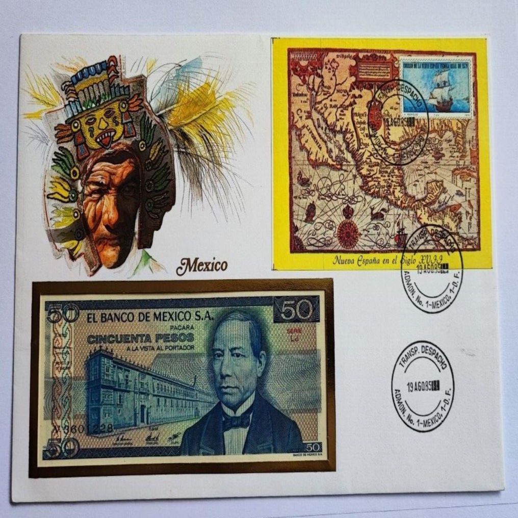 Mexico 50 Pesos In Stamped Envelope