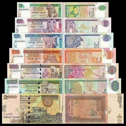 Sri Lanka 10 20 50 100 500 1000 2000 UNC Banknote Full Set P 115-121