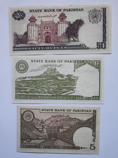 Set of 8 Pakistan Rupee Banknotes In Circulated Condition