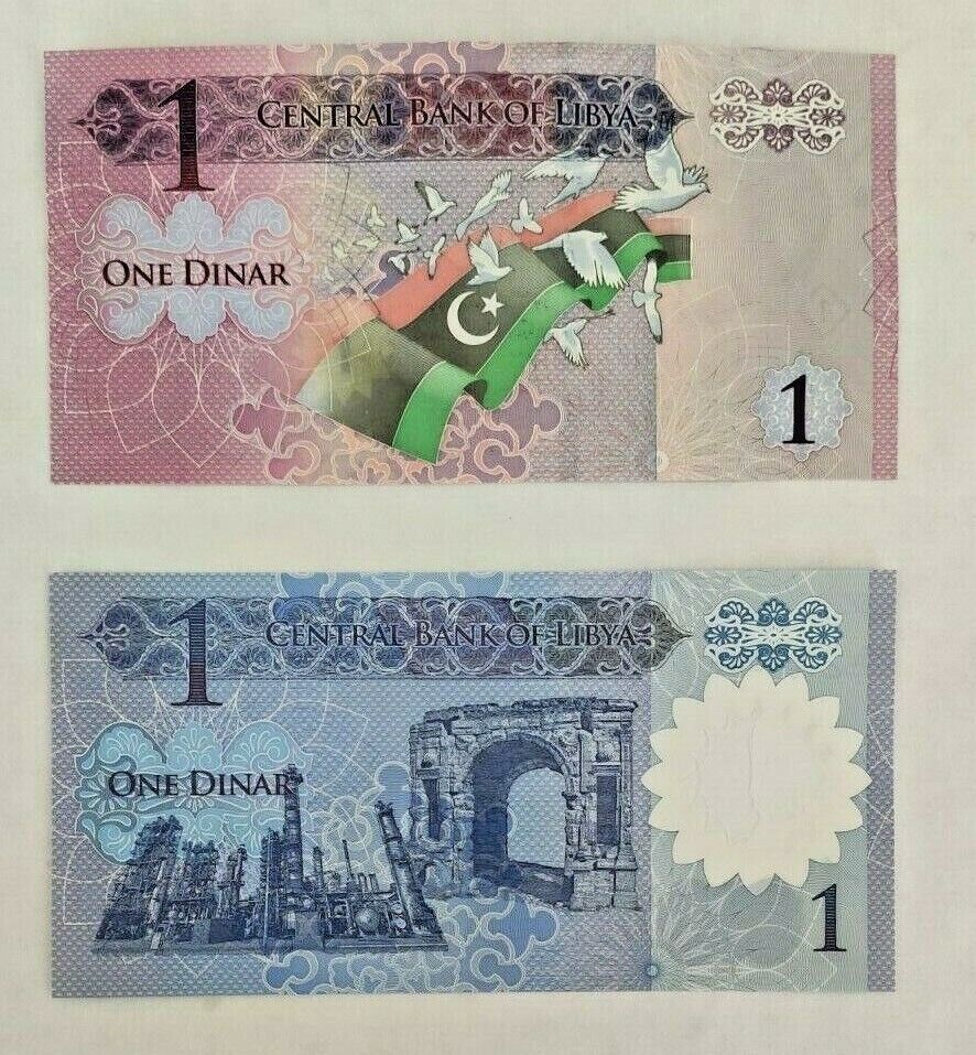 LIBYA A Pair of 1 DINAR UNC BANKNOTE