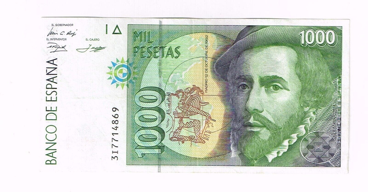 1992 (1996) SPAIN 1000 PESETAS NOTE - p163 VF+