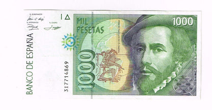 1992 (1996) SPAIN 1000 PESETAS NOTE - p163 VF+