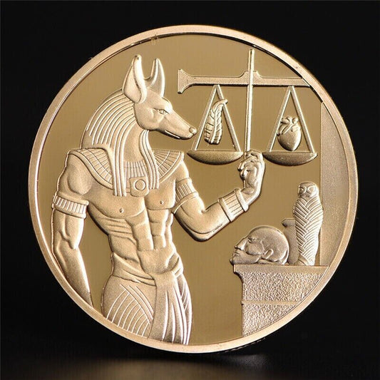 Gold Plated Egypt Soul Keeper Anubis Coin Commemorative