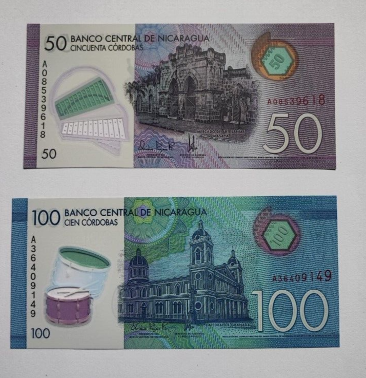 SET Nicaragua 5, 10, 20, 50 & 100 Cordobas 2014-2019 (2020) UNC