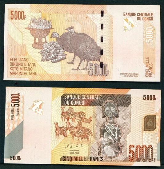 CONGO DEMOCRATIC REPUBLIC 5000 FRANCS (P104c) 2020 New