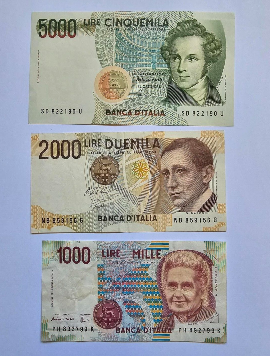 italian banknotes Set Of 6