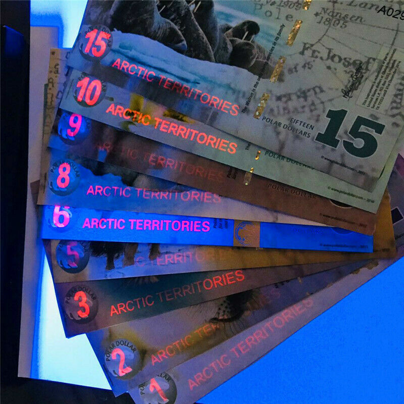 LOT 9 PCS ,Arctic 1、2、3、5、6、8、9、10、15 Dollars commemorative test notes/UNC