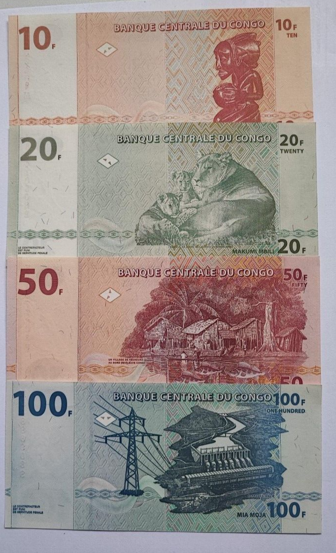 Set 7 PCS, Congo Democratic Republic 10-1000 Francs UNC